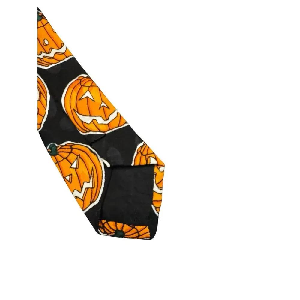 Addiction Halloween Pumpkins Jack O Lanterns Holiday Necktie 100% Silk
